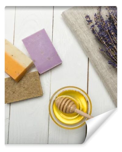 Homemade soap with lavender and honey