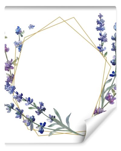 Purple lavender. Floral botanical flower. Wild spring leaf wildflower isolated. Watercolor background illustration set. Watercolour drawing fashion aquarelle isolated. Frame border ornament square.