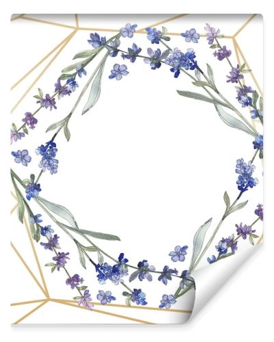 Purple lavender. Floral botanical flower. Wild spring leaf wildflower isolated. Watercolor background illustration set. Watercolour drawing fashion aquarelle isolated. Frame border ornament square.