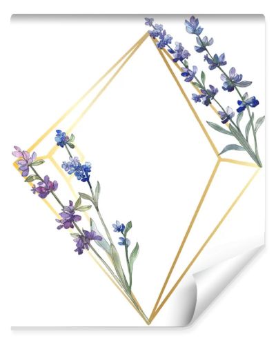 Purple lavender. Floral botanical flower. Wild spring leaf wildflower isolated. Watercolor background illustration set. Watercolour drawing fashion aquarelle isolated. Frame border ornament square.