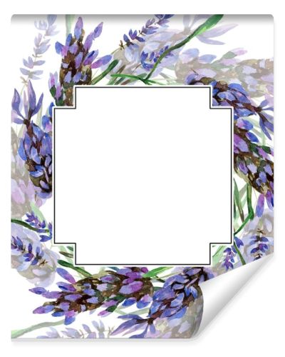 Beautiful purple lavender flowers isolated on white. Watercolor background illustration. Watercolour drawing fashion aquarelle. Frame border ornament.