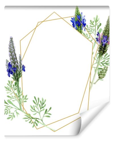 Blue violet lavender floral botanical flower. Wild spring leaf wildflower isolated. Watercolor background illustration set. Watercolour drawing fashion aquarelle. Frame border ornament square.