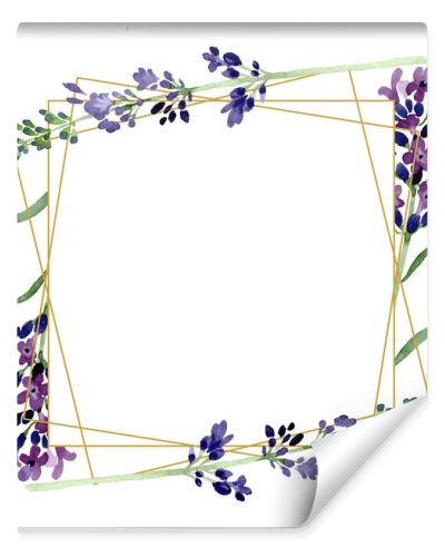 Violet lavender floral botanical flower. Watercolor background illustration set. Frame border ornament square.