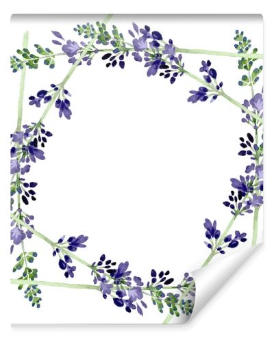 Violet lavender floral botanical flower. Watercolor background illustration set. Frame border ornament square.