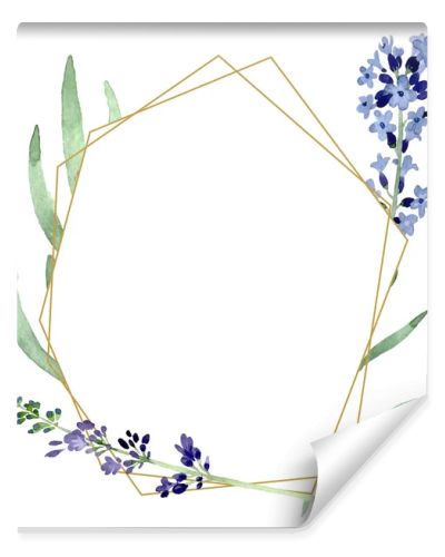 Violet lavender floral botanical flower. Watercolor background illustration set. Frame border ornament square.