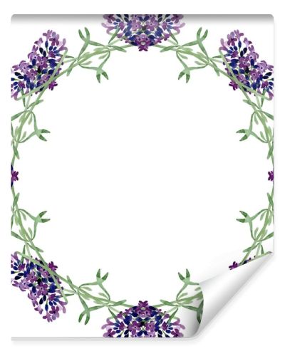 Violet lavender floral botanical flower. Watercolor background illustration set. Frame border ornament square.