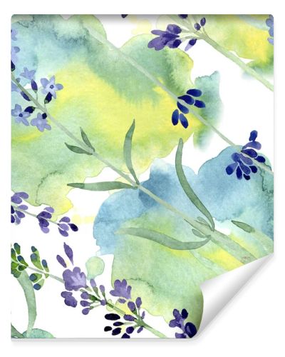 Violet lavender floral botanical flower. Watercolor background illustration set. Seamless background pattern.