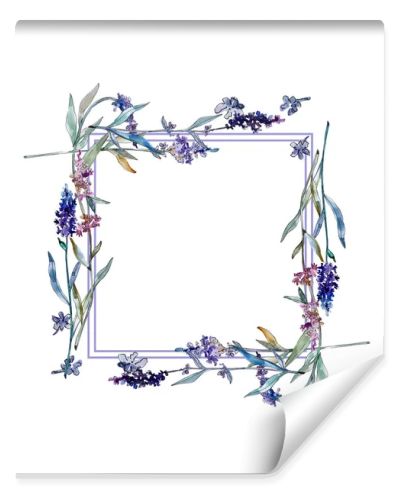 Lavender floral botanical flowers. Watercolor background illustration set. Frame border ornament square.