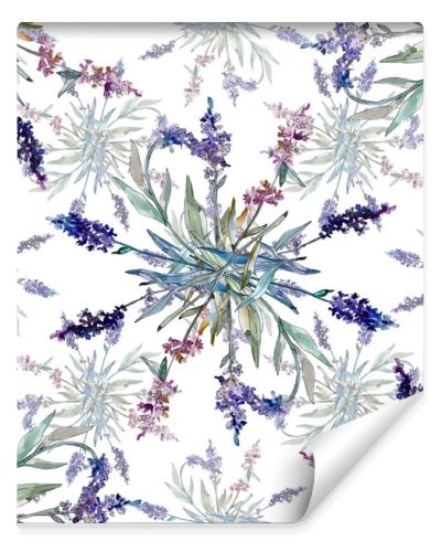 Lavender floral botanical flowers. Watercolor background illustration set. Seamless background pattern.