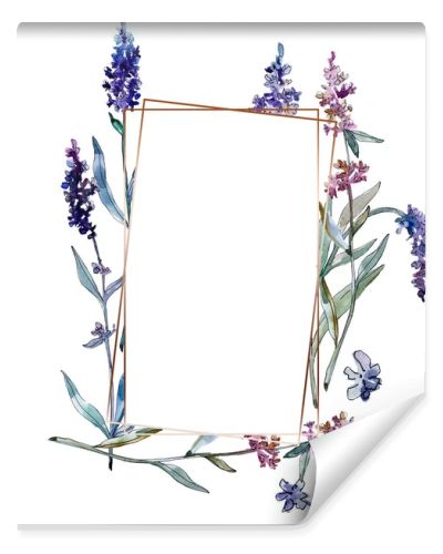 Lavender floral botanical flowers. Watercolor background illustration set. Frame border ornament square.