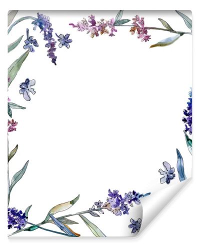 Lavender floral botanical flowers. Watercolor background illustration set. Frame border ornament square.