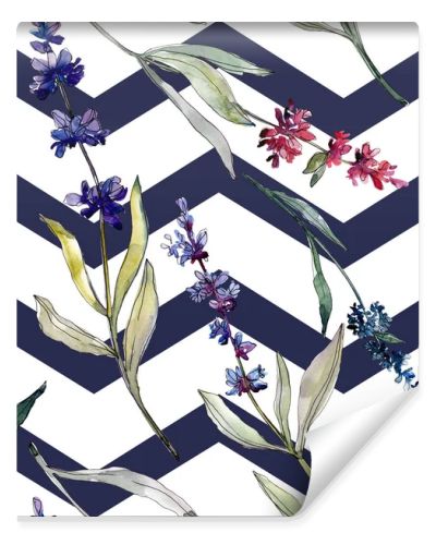 Lavender floral botanical flowers. Watercolor background illustration set. Seamless background pattern.