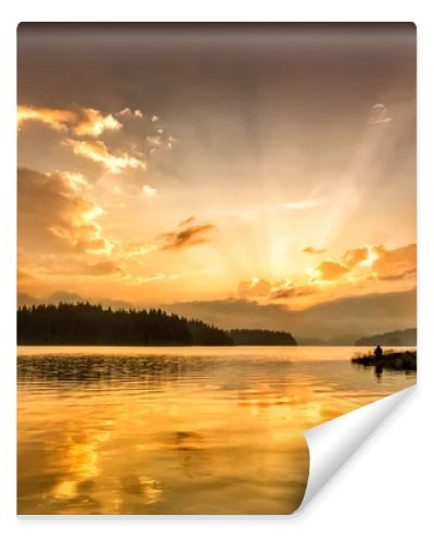 Mountain lake at down