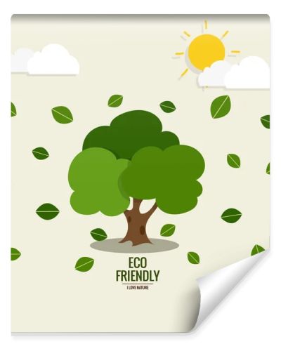 ECO FRIENDLY. Ecology concept with tree background. Vector illustration.