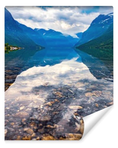 Beautiful Nature Norway natural landscape. lovatnet lake.