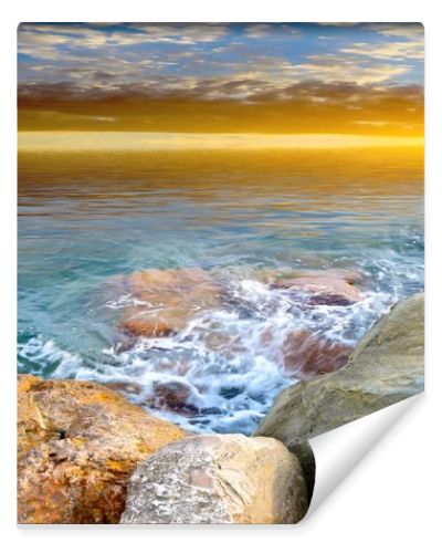 rocky beach on the Mediterranean sea under a beautiful sky