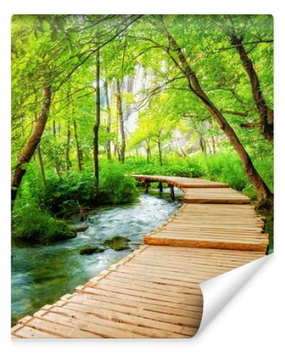 Beautiful wooden path in Plitvice Lake, Croatia.