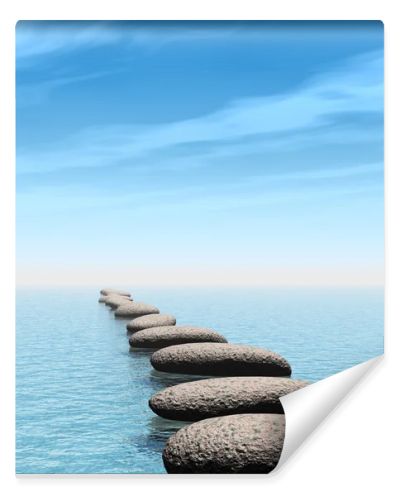 A row of stones in water