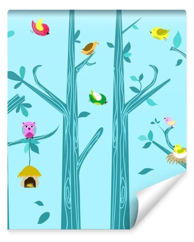 Natural trees and birds background