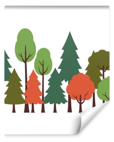Clipart forest trees. Various trees in different colors and shapes. Illustration design.