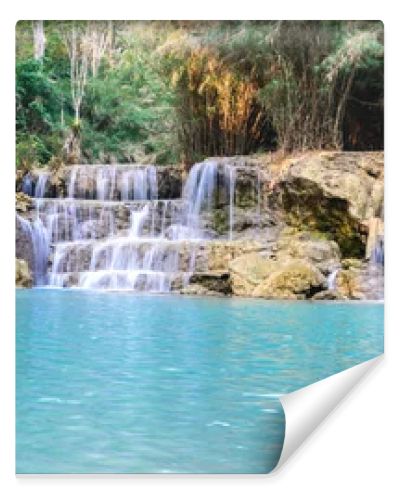 Rainforest waterfall, Tat Kuang Si Waterfall at Luang Prabang, L