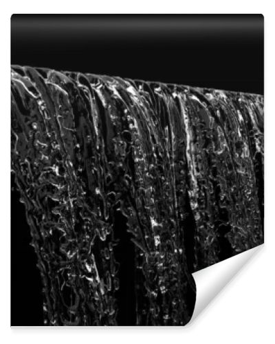 Liquid Waterfall falling splash on black background. 3D Render