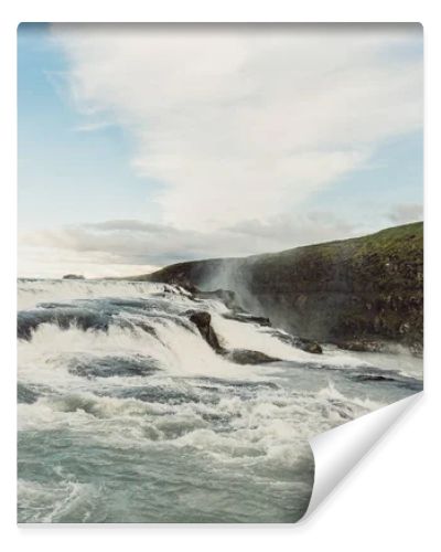 beautiful waterfall landscape with flowing river in Iceland 