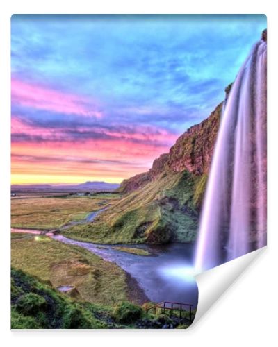 Seljalandfoss Waterfall at Sunset, Iceland