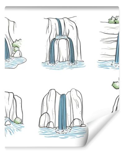 Vector illustration of waterfall.