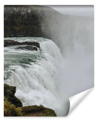 aerial view of steam above Gullfoss waterfall in Iceland