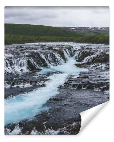 aerial view of beautiful Bruarfoss waterfall on Bruara river in Iceland