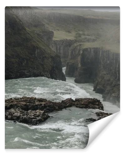 high angle view of steam above Gullfoss waterfall in Iceland