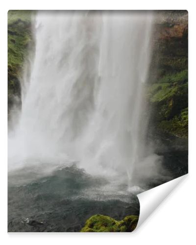 close up view of Seljalandsfoss waterfall in highlands in Iceland 