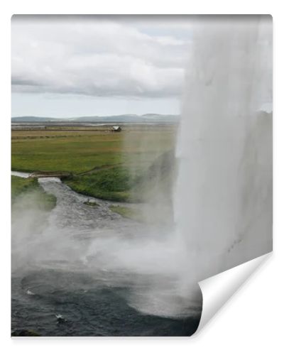 scenic view of Seljalandsfoss waterfall in highlands in Iceland 