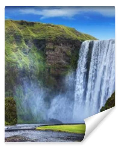 Ganeral view of the Seljalandsfoss falls, Iceland. Panorama