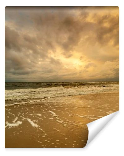 Natural landscape from the sea on a cloudy windy day.