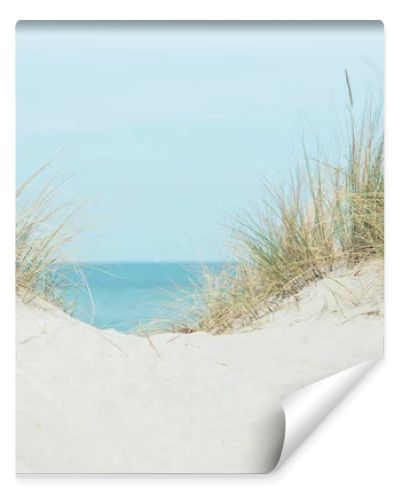 Baltic sea dunes over blue coastline background in Northern Germany