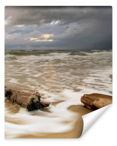 Natural landscape from the sea on a cloudy windy day.