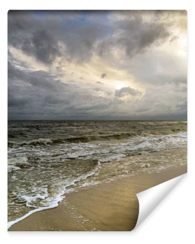 Natural landscape from the sea on a cloudy windy day.