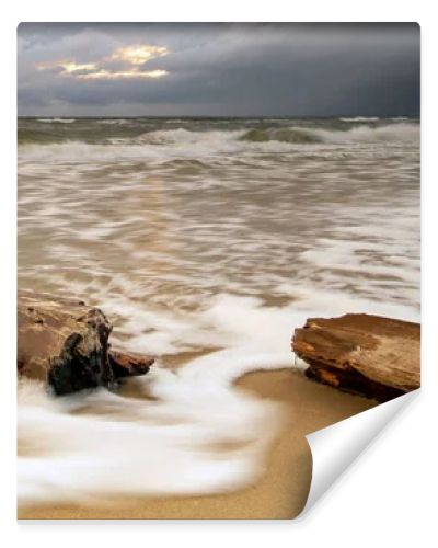 Natural landscape from the sea on a cloudy windy day.