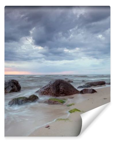 Natural landscape from the sea on a cloudy windy day.