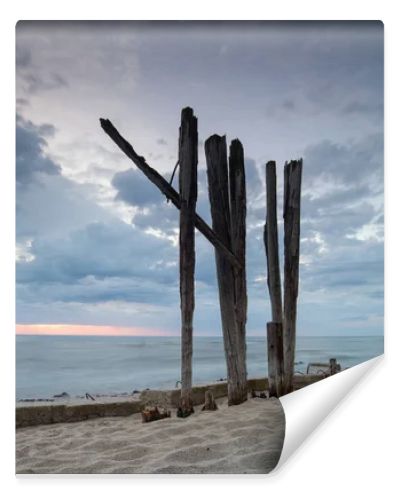 Natural landscape from the sea on a cloudy windy day.