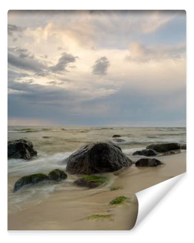 Natural landscape from the sea on a cloudy windy day.