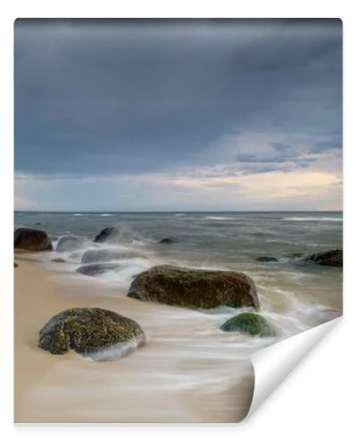 Natural landscape from the sea on a cloudy windy day.
