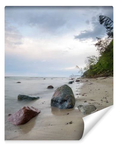 Natural landscape from the sea on a cloudy windy day.