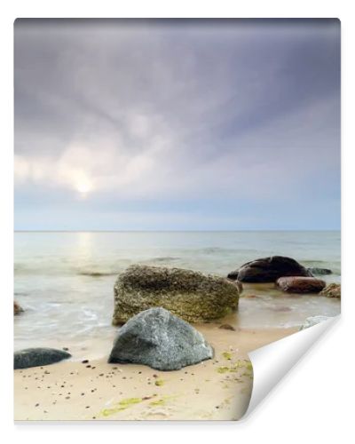 Natural landscape from the sea on a cloudy windy day.