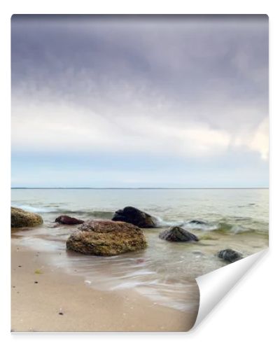 Natural landscape from the sea on a cloudy windy day.