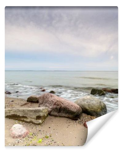 Natural landscape from the sea on a cloudy windy day.