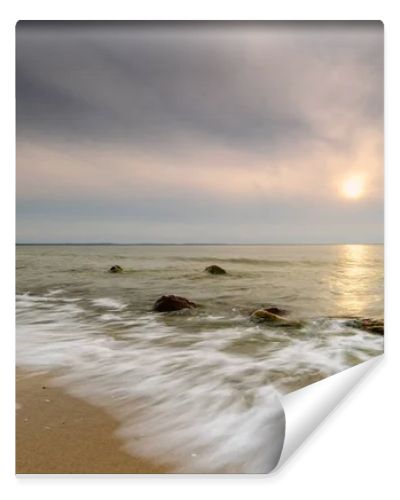 Natural landscape from the sea on a cloudy windy day.