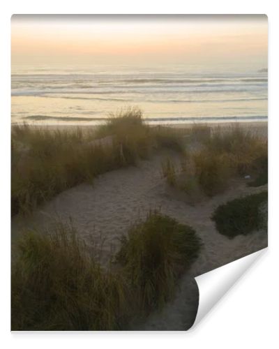 Drone top down view of a stone breakwater and turquoise sea in Galicia